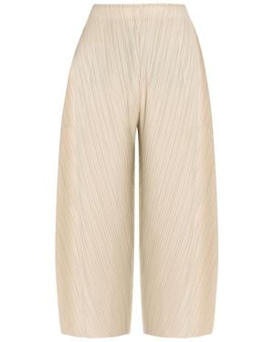 Pleats Please Issey Miyake Pleated Wide-Leg Woven Pants - Natural