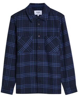 Wax London Whiting Checked Cotton-Blend Overshirt - Blue