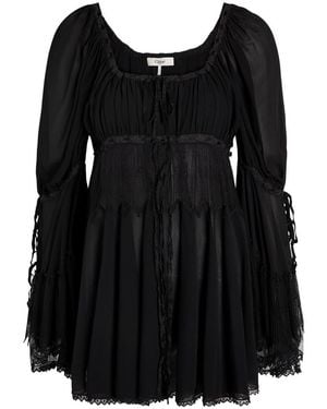 Chloé Lace-Embellished Silk-Chiffon Blouse - Black