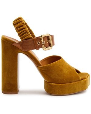 Chloé Aria Suede Platform Sandals - Brown