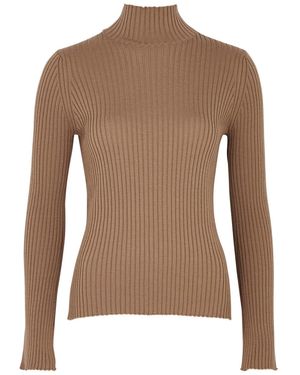 Moncler Ribbed Wool-blend Top - Brown