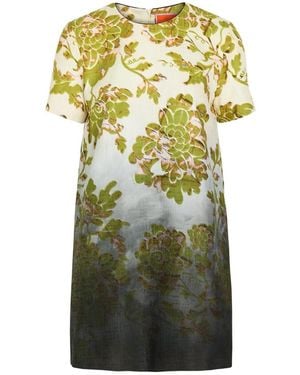 La DoubleJ Swing Floral-Print Woven Mini Dress - Green