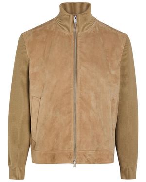 BOSS Knit Suede Jacket - Brown