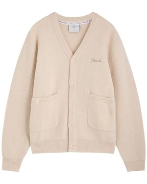 Percival Glove Logo Knitted Cardigan - Natural