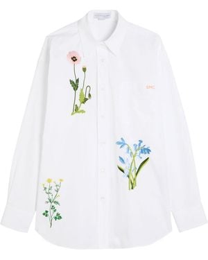 Stella McCartney Floral-Embroidered Cotton-Poplin Shirt - White