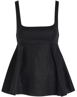 Faithfull the Brand Ellie Linen Top - Black