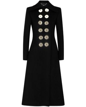Rabanne Embellished Wool-Blend Coat - Black