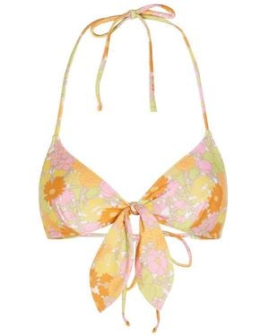 Chloé Floral-Print Halterneck Bikini Top - Metallic