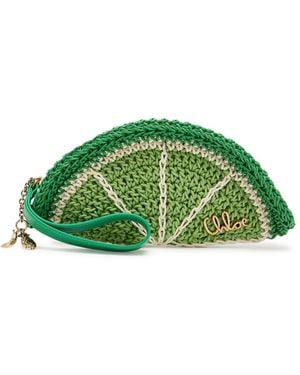Chloé Tropicus Lime Braided Waxed Cord Clutch - Green