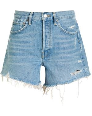 Agolde Parker Distressed Denim Shorts - Blue