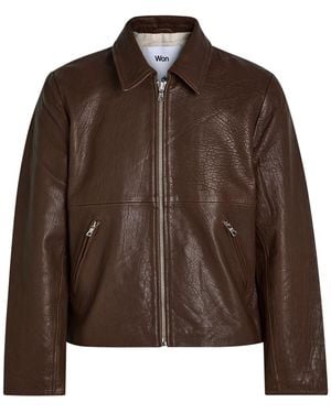 Won Hundred Dutton Textured Leather Jacket - Brown