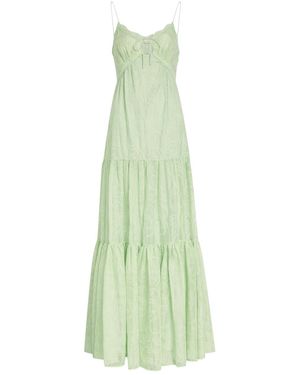 Alice + Olivia Nicky Embroidered Tiered Chiffon Maxi Dress - Green
