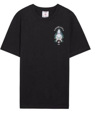 CASABLANCA Hotel Printed Cotton T-Shirt - Black