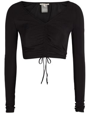 Nensi Dojaka Ruched Stretch-Jersey Crop Top - Black