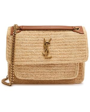 Saint Laurent Niki Medium Raffia Shoulder Bag - Natural