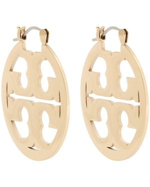 Tory Burch Miller Small 18Kt-Plated Hoop Earrings - Metallic