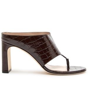 Stuart Weitzman Babette 85 Crocodile-Effect Leather Sandals - Brown