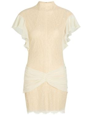 De La Vali Noor Ruffled Lace Mini Dress - Natural
