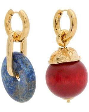 Timeless Pearly Mismatched 24Kt-Plated Drop Earrings - White