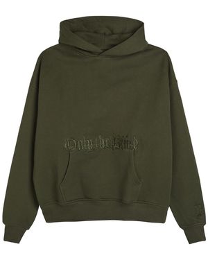 Only the Blind Baroque Calligraphy Embroidered Hooded Cotton Sweatshirt - Green