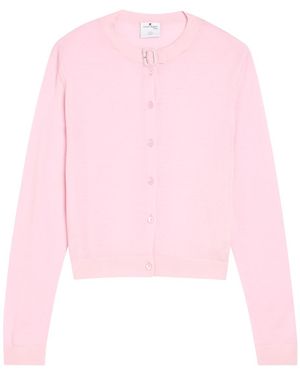 Courreges Buckle Fastening Merino Wool Cardigan - Pink