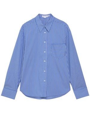 GOOD AMERICAN Striped Cotton-Blend Shirt - Blue