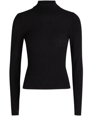 Alice + Olivia Lanie Pointelle Knit Top - Black