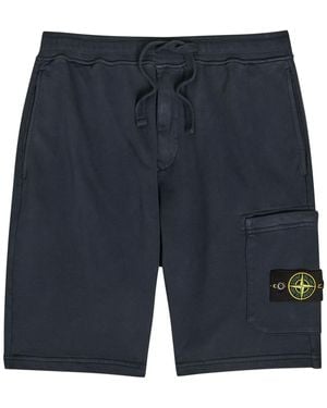 Stone Island Logo Cotton Shorts - Blue