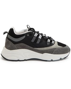 Cleens Aero Runner Panelled Mesh Trainers - Black