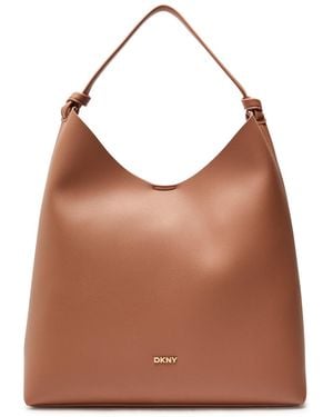 DKNY Paula Grained Leather Hobo Bag - Brown