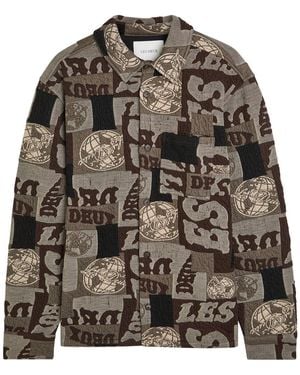 Les Deux Kaleb Patchwork-Jacquard Woven Overshirt - Black
