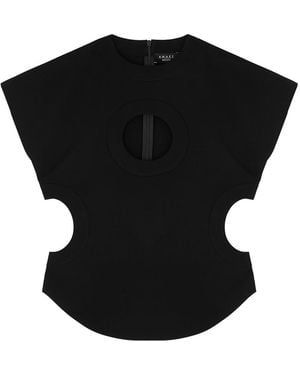 A.W.A.K.E. MODE Cut-Out Stretch-Cady Top - Black