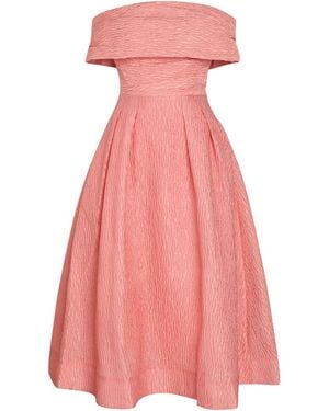 Rebecca Vallance Adalyn Off-The-Shoulder Cloqué Midi Dress - Pink