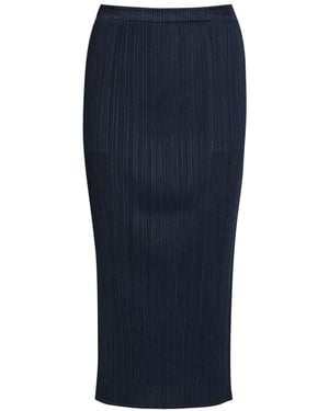 Pleats Please Issey Miyake Pleated Woven Midi Skirt - Blue