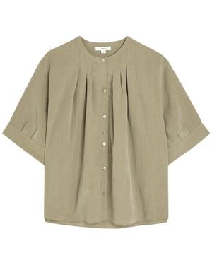 Vince Pleated Woven Shirt - Natural