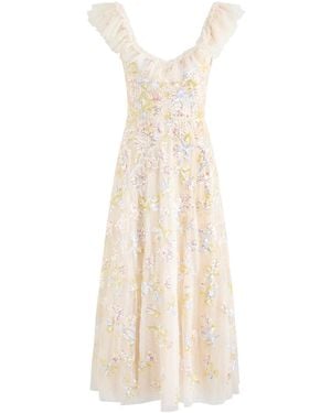 Needle & Thread Ballerina Floral-Embellished Tulle Gown - White