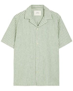 Les Deux Striped Cotton And Linen-Blend Shirt - Green