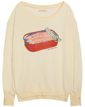 Free People Printed Distressed Terry Sweatshirt - White