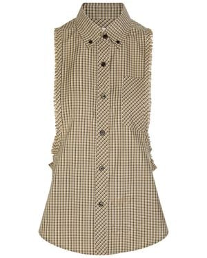 Versace Checked Cotton Shirt - Natural