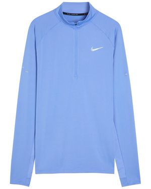 Nike Dri-Fit Quarter-Zip Stretch-Jersey Running Top - Blue