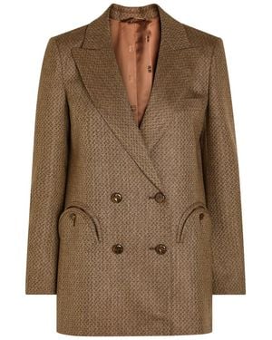 Blazé Milano Everyday Jacquard Silk And Wool-Blend Blazer - Brown