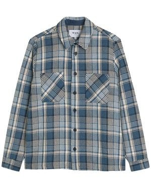 Wax London Whiting Checked Woven Overshirt - Blue