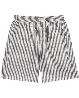 Percival Aegean Striped Cotton Shorts - Gray