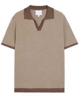 Raith Antonio Striped Knit Polo Shirt - Natural