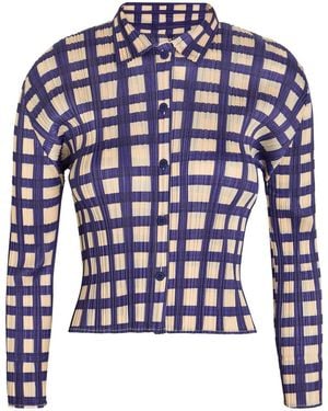 Pleats Please Issey Miyake Gingham Pleated Woven Shirt - Blue