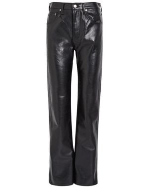 Agolde Kick Boot Bootcut Leather Pants - Gray