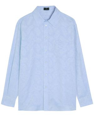 Etro Paisley-Print Linen And Cotton-Blend Shirt - Blue