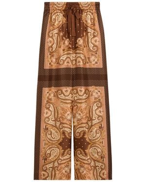 Zimmermann Luna Printed Silk Track Trousers - Brown