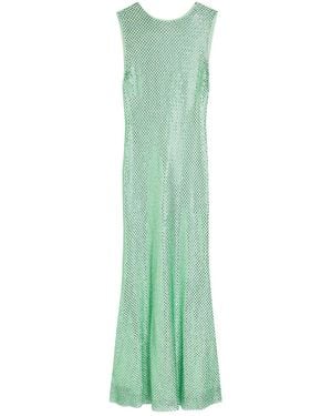 Self-Portrait Crystal-Embellished Mesh Gown - Green