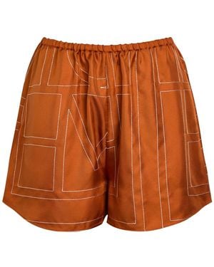 TOTEME Logo-Embroidered Silk-Satin Shorts - Orange